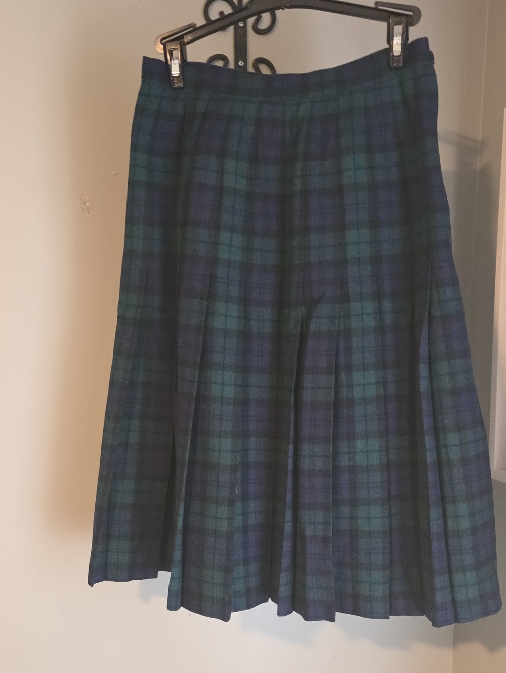 Pendleton Vintage Wool Blue and Green Plaid Skirt Size 10